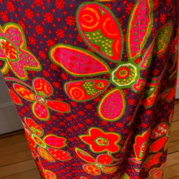 Vintage Malbe Floral Neon Mod Maxi Skirt, Size 15/16 - Picture 9 of 17